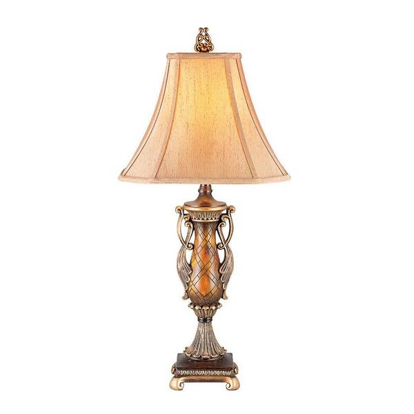 OK LIGHTING 33 in. Wooden Color Table Lamp