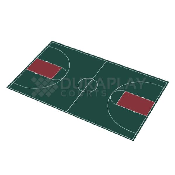 DuraPlay 50 ft. 6 in.  x 83 ft. 11 in. Hunter Green and Burgundy Full Court Basketball Kit