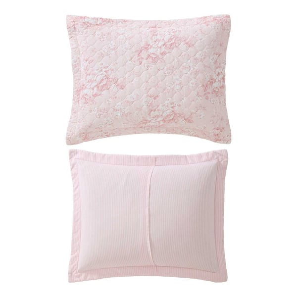 Laura Ashley Toile Delightful 2-Piece Pale Pink Cotton Twin Quilt