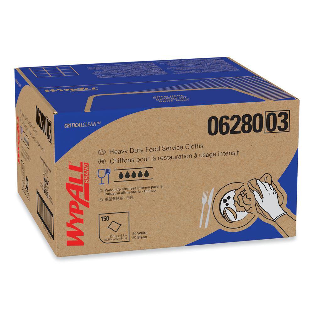 WYPALL X80 Foodservice Towel Kimfresh Antimicrobial Hydroknit 12 1/2 x 23 1/2 (150 Sheets per Carton), White -  KCC06280