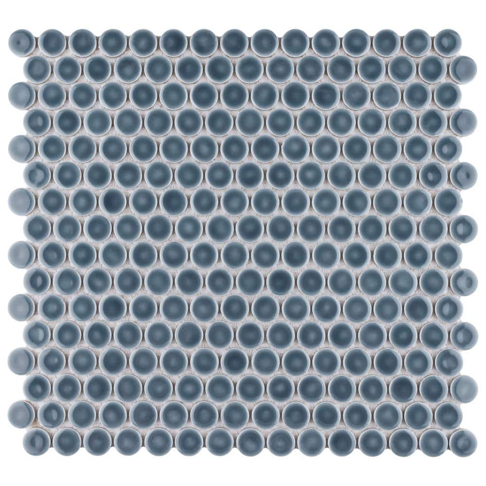 Merola Tile Hudson Penny Round Storm Grey 12 in. x 13 in