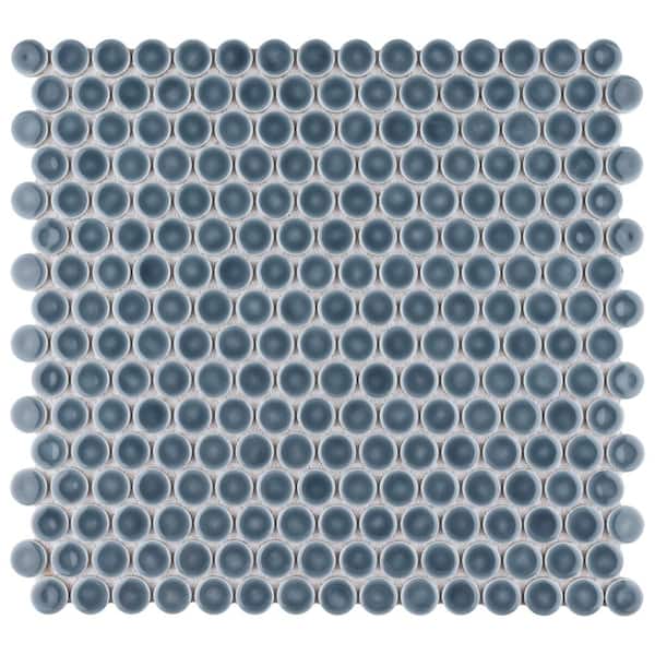 Merola Tile Hudson Penny Round Storm Grey 6 in. x 6 in. Porcelain Mosaic  Take Home Tile Sample S1FKOMPR86 - The Home Depot