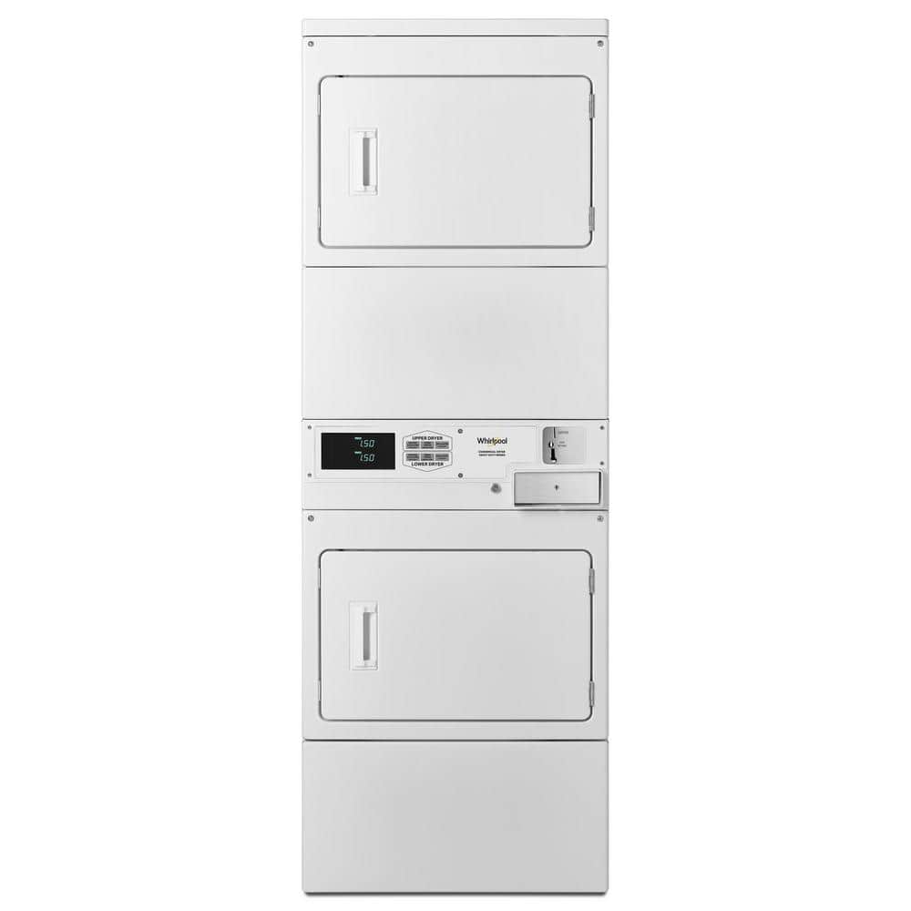 7.4 cu. ft. 240-Volt White Electric Double Stacked Commercial Dryer Coin Operated