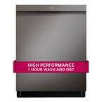 24 in. PrintProof Black Stainless Steel Top Control Smart Dishwasher QuadWash Pro, Dynamic Heat Dry and TrueSteam