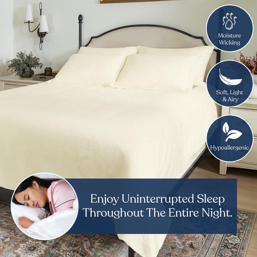 Ivory Twin Organic Cotton Percale Flat Sheet Set