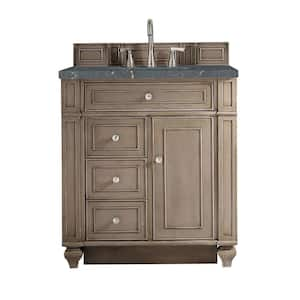 Bristol 30.0 in. W x 23.5 in. D x 34.0 in. H Single Bathroom Vanity in Whitewashed Walnut with Parisien Bleu Quartz Top