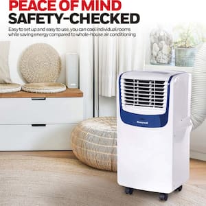 9,100 BTU (ASHRAE)/6,100 BTU (SACC) Portable Air Conditioner in White and Blue