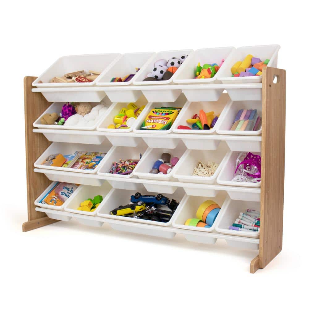 Humble Crew Kids Multi Color Bookshelf 4-Tier Book Storage and Fabric Bin  Organizer WO555 - The Home Depot