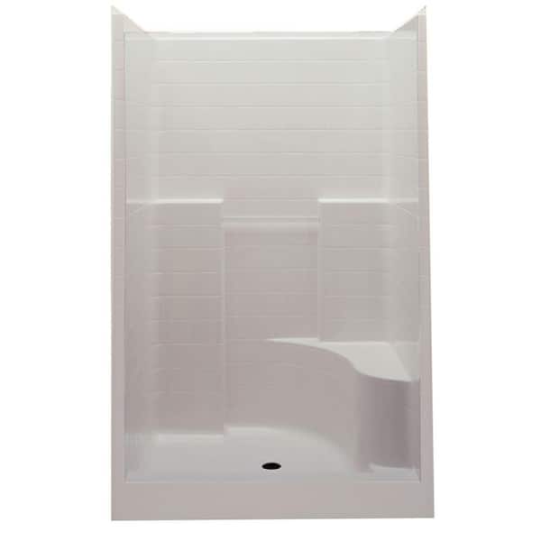 Everyday 60 in. x 35 in. x 76 in. 1-Piece Shower Stall with Right Seat and Center Drain in Biscuit