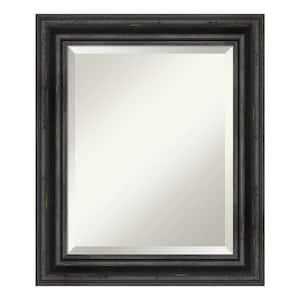 Rustic Pine Black 21.5 in. x 25.5 in. Beveled Rectangle Wood Framed Bathroom Wall Mirror in Black