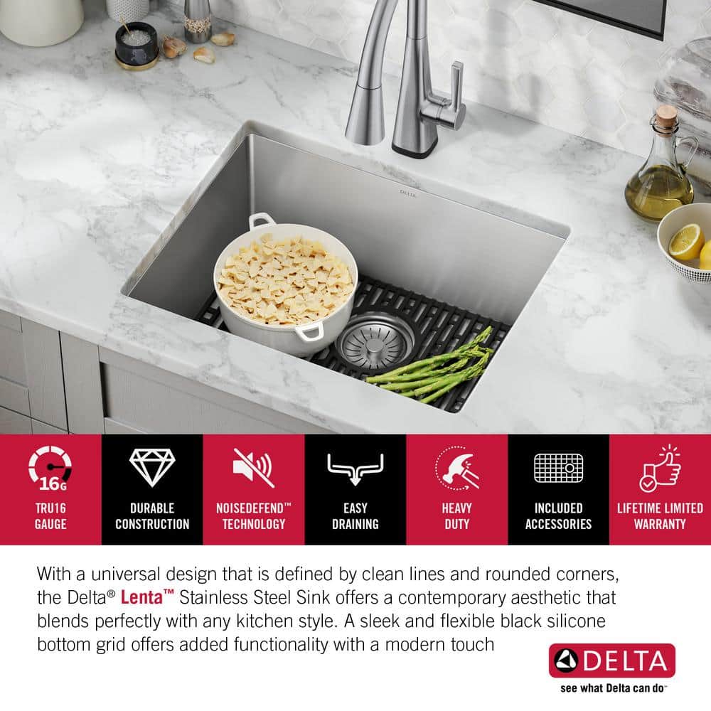 Delta 23-inch Stainless Steel Undermount Single Bowl Kitchen Sink