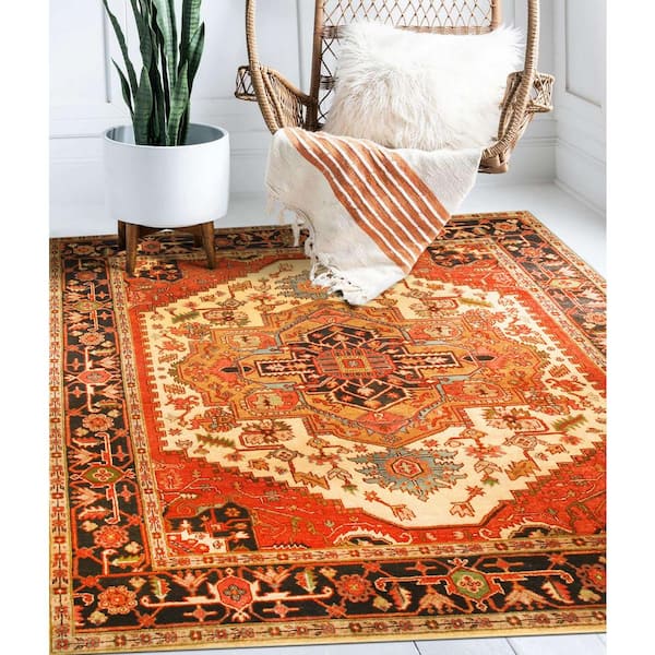 EORC Ivory 4 ft. x 6 ft. Hand-Knotted Wool Traditional Serapi Area Rug