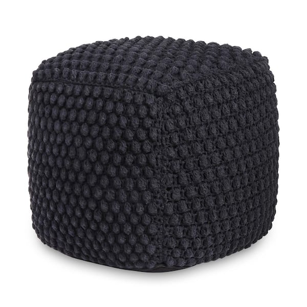 Loft Lyfe Adin Black Cotton Yarn Pouf