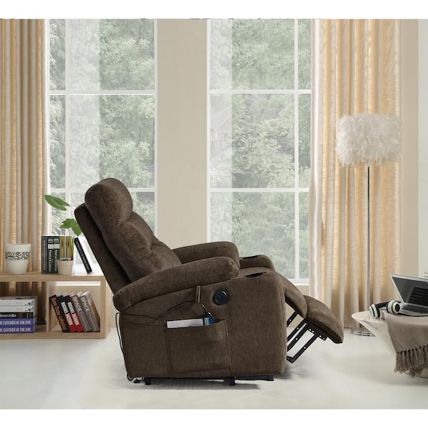 Dark brown Electric Lift Recliner Sofa with 2-Side Pockets and Cup Holders  Massage Chair SKJFVVFV-09 - The Home Depot