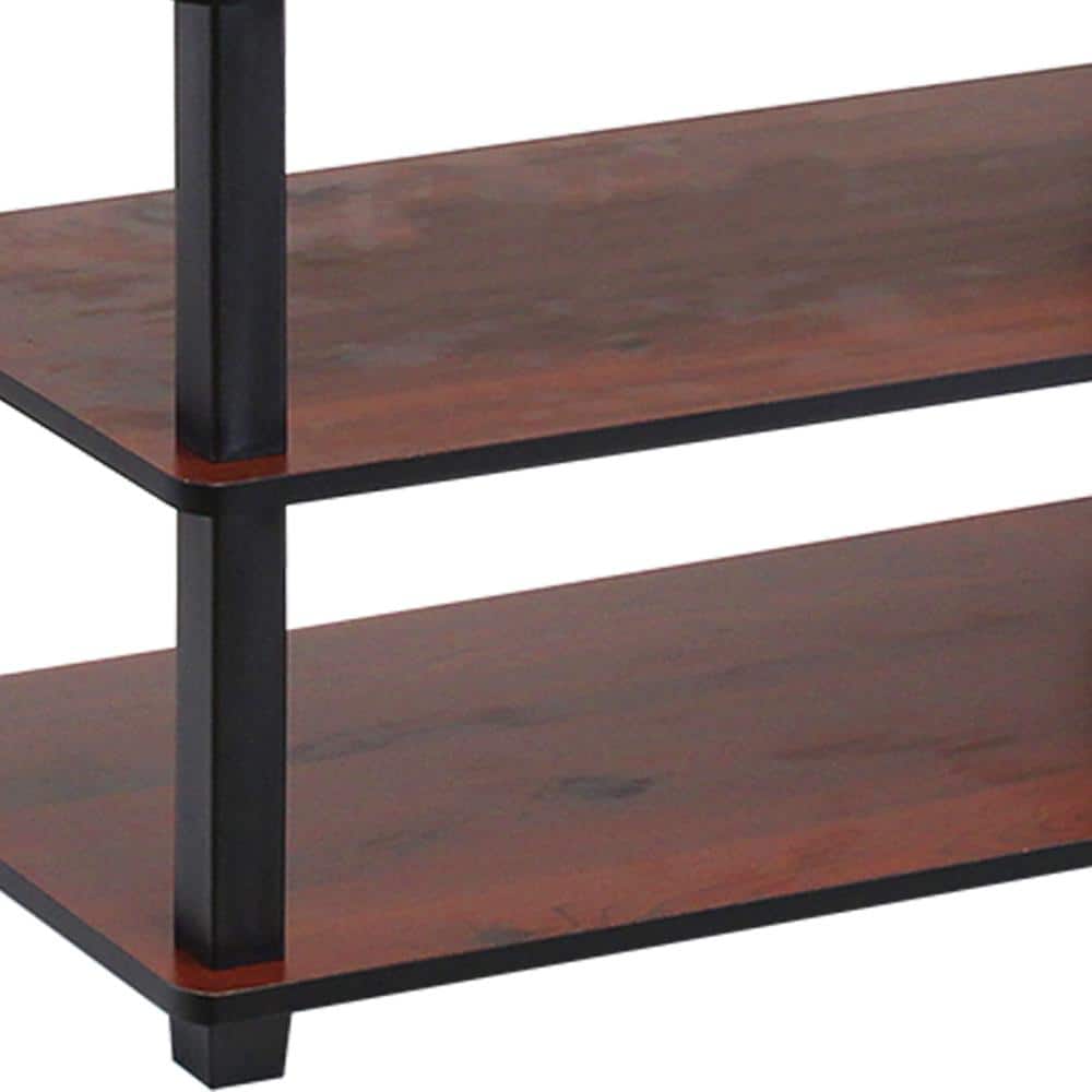 Dark Cherry and Black 4-Tier Stackable Shoe Rack