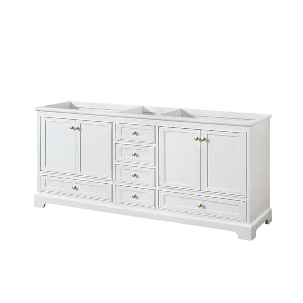 Wyndham Collection Deborah 79 in. W x 21.63 in. D x 34.25 in. H Bath Vanity Cabinet without Top in White