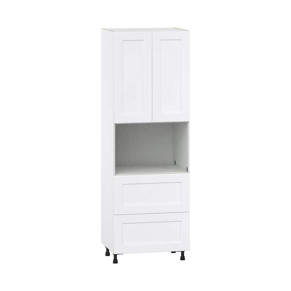 J COLLECTION Wallace Painted Warm White Shaker Assembled Pantry Microwave Kitchen Cabinet (30 in. W x 89.5 in. H x 24 in. D)