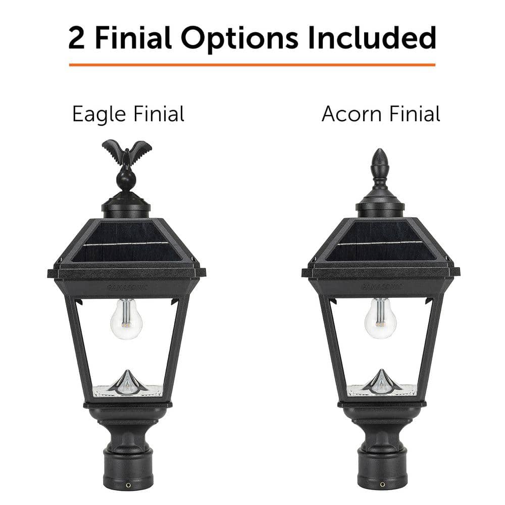 Imperial II Black Resin Solar LED Outdoor Lamp Post