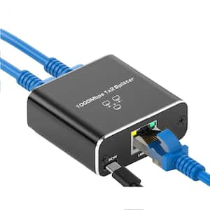 1-2 High Speed 1000Mbps Gigabit Ethernet RJ45 Splitter with USB Power Cable for Cat5/5e/6/7/8 Cable 2 Devices Networking