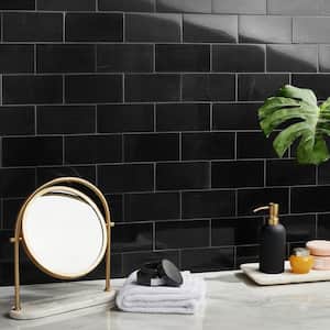 Blackout Nero Marquina 2.99 in. x 5.98 in. Polished Marble Floor and Wall Tile (5 sq. ft./Case)