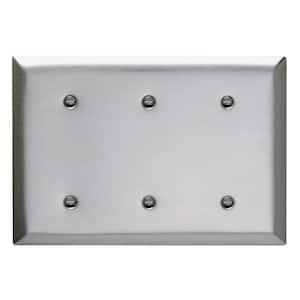 Pass & Seymour 302/304 S/S 3 Gang 3 Strap Mounted Blank Wall Plate, Stainless Steel (1-Pack)