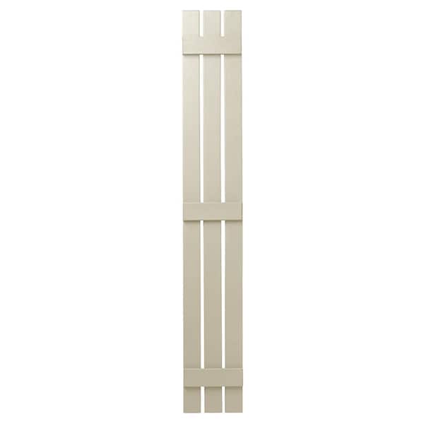 Ply Gem 12 in. x 71 in. Polypropylene 3-Board Open Board and Batten Shutters Pair in Sand Dollar