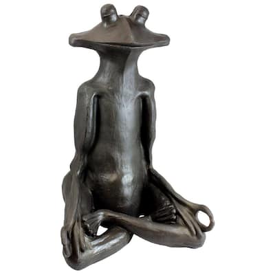 21 in. Bronze Color Yoga Frog Lawn and Garden Statue