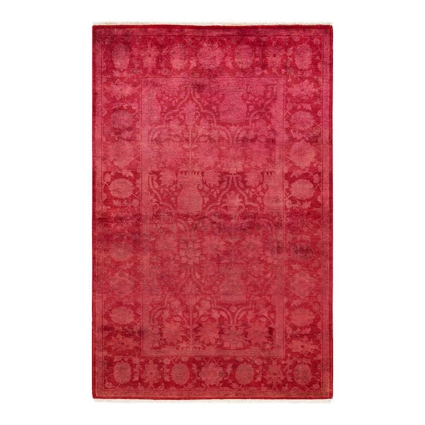 Solo Rugs Vibrance One-of-a-Kind Contemporary Red 4 ft. 1 in. x 6 ft. 3 in. Overdyed Area Rug