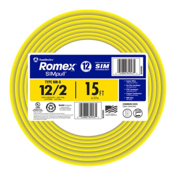 15 ft. 12/2 Solid Romex SIMpull CU NM-B W/G Wire