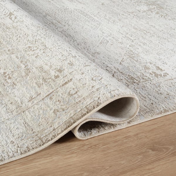 Mamluk Cream/Taupe 10 ft. x 14 ft. Abstract Area Rug