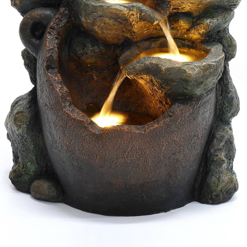 Farmhouse Resin Outdoor Fountain with Puppy Friends and Lights