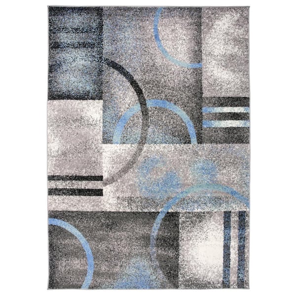 World Rug Gallery Contemporary Geometric Circles Gray 5 ft. x 7 ft. Indoor Area Rug