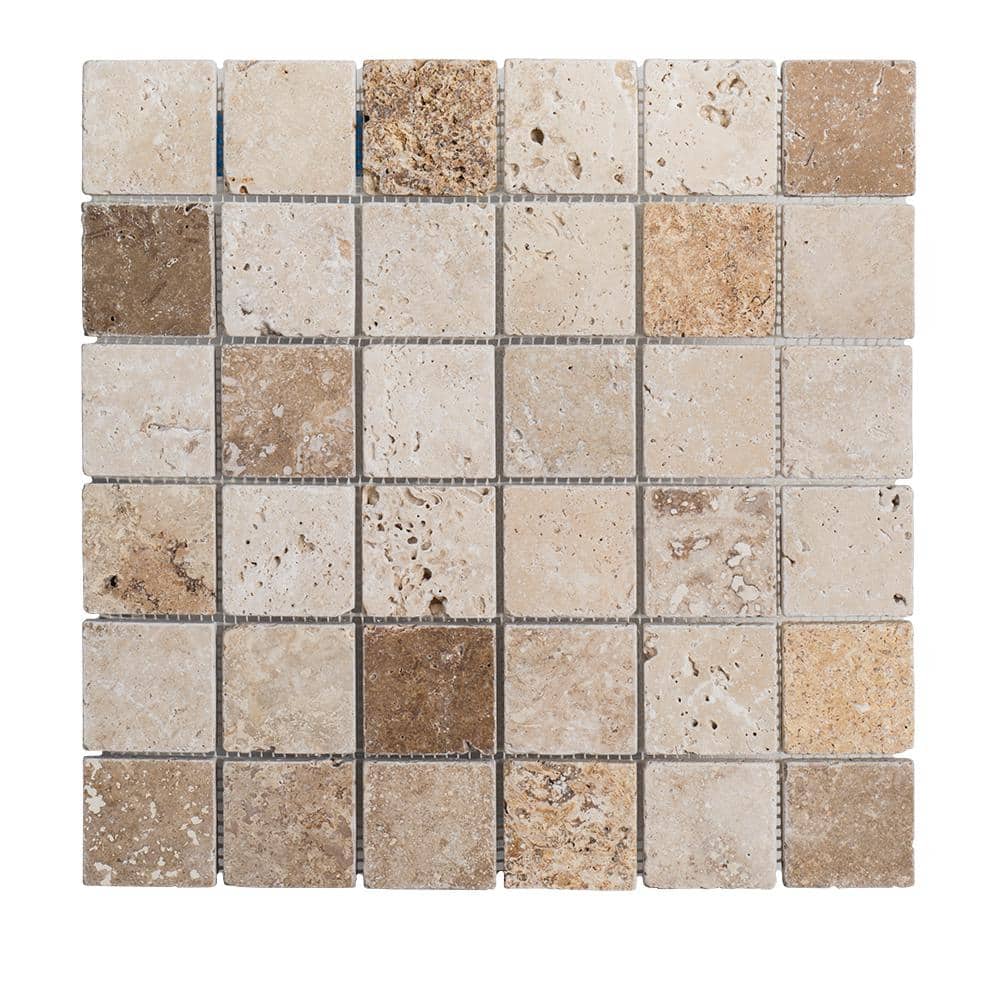 Travertine Medley Beige 12 in. x 12 in. Cream/Taupe Honed Travertine Floor and Wall Mosaic Tile (10 sq. ft. /Case) price history on PriceWatchPro