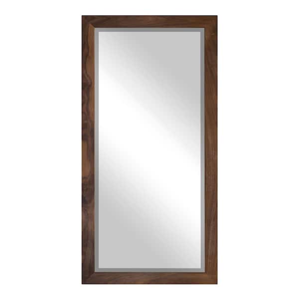 Unbranded Large Beveled (65.5 in. W x 32 in. H) Walnut Rectangle Mirror