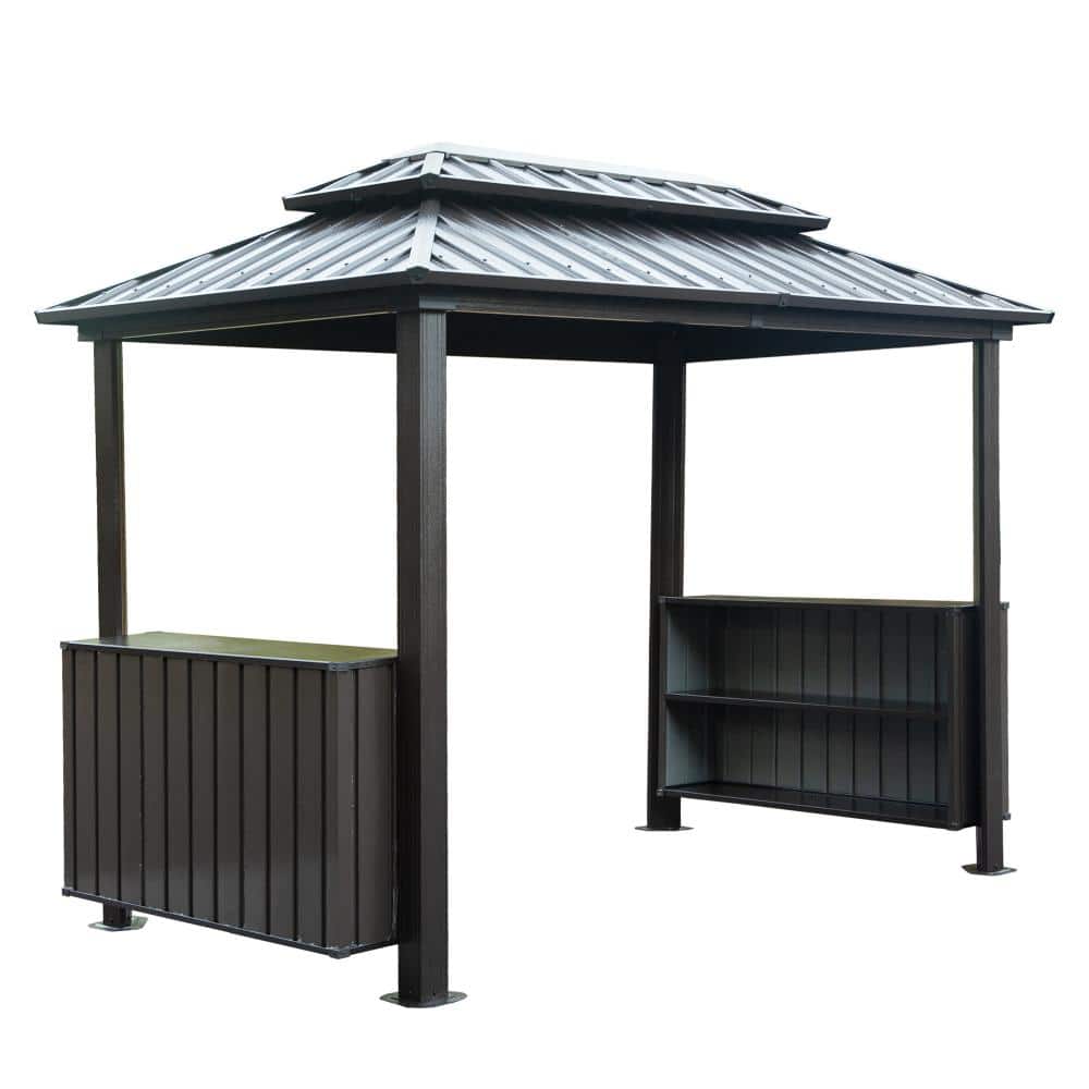 Gray Metal 6 x 10 FT Outdoor Hardtop Grill Gazebo with Double Galvanized Steel Roof and Ceiling Hooks(60 sq. ft.) price history on PriceWatchPro