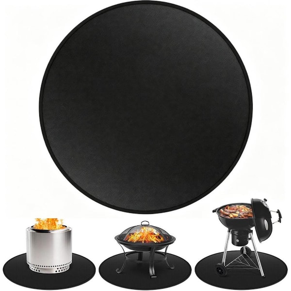 39 in. Round 4-Layer Fire Pit Mat Under Grill Mat-Heat Resistant Deck Protector for Grass, Patio and Outdoor Use