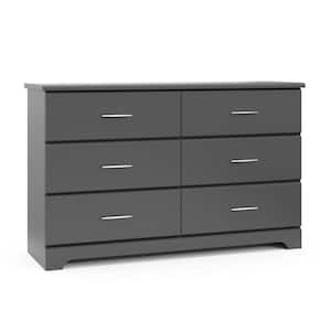 Brookside 6-Drawer Gray Dresser 33.43 in. H x 53.35 in. W x 16.73 in. D