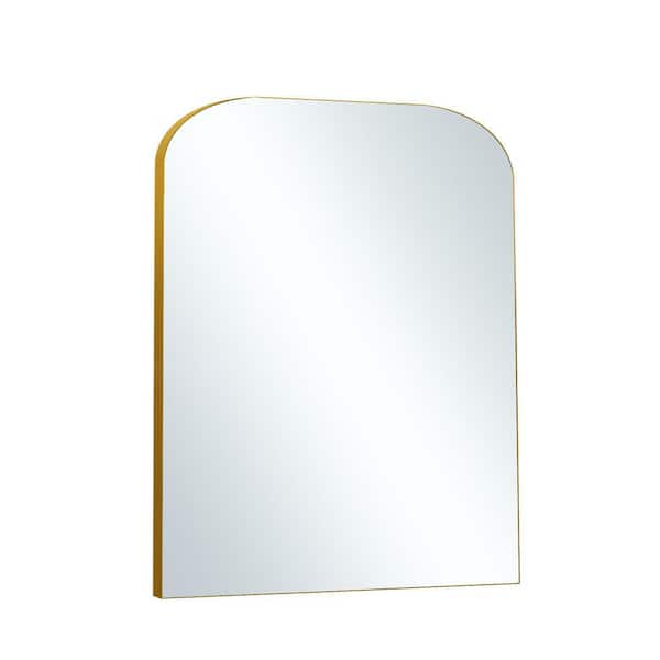 Dovelina 24 in. W x 32 in. H Modern Rectangle Metal Frame Gold Wall Decorative Mirror
