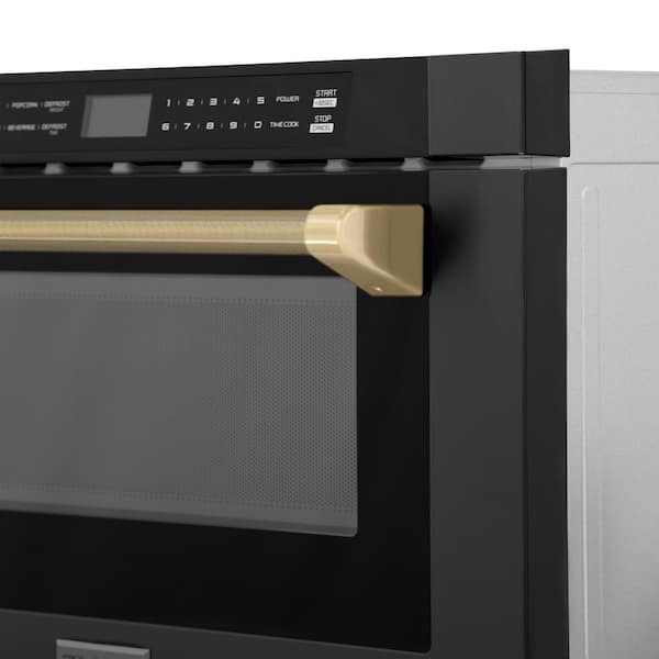 Autograph Edition 24 in. 1.2 cu. ft. Built-in Microwave Drawer in Black Stainless Steel Champagne Bronze Helix Hle