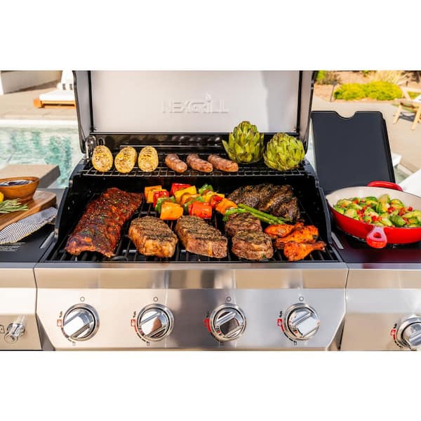 4-Burner Gas Grill with Side Burner in Black