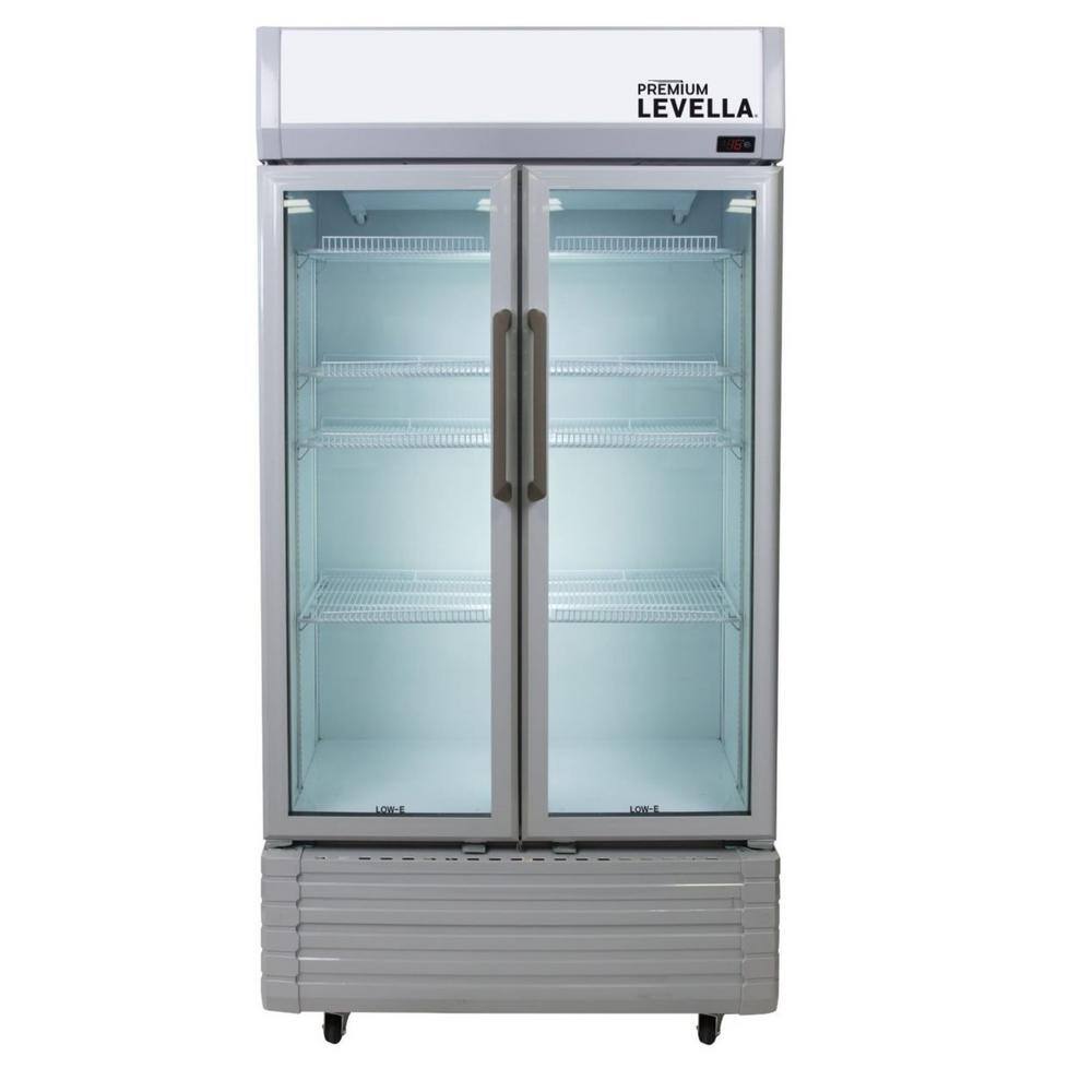 Premium Silver Double Glass Door Beverage Refrigerator, 18 cu ft