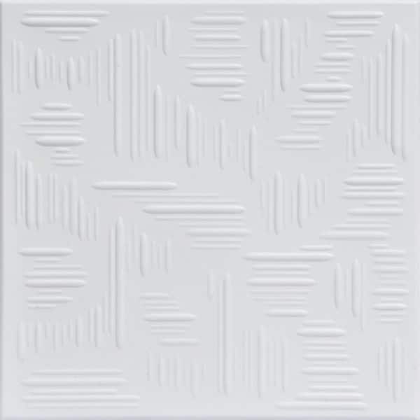A La Maison Ceilings Bead Board Ultra-Pure White 1.6 ft. x 1.6 ft. Decorative Foam Glue Up Ceiling Tile (21.6 Sq. ft./Case)