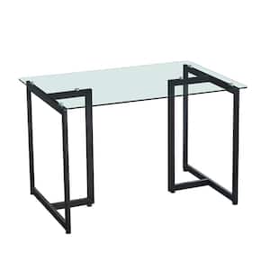 Slip 55 in. Rectangular Clear Tempered Glass Top Black Sled Base Elegant Dining Table (Seat 6)