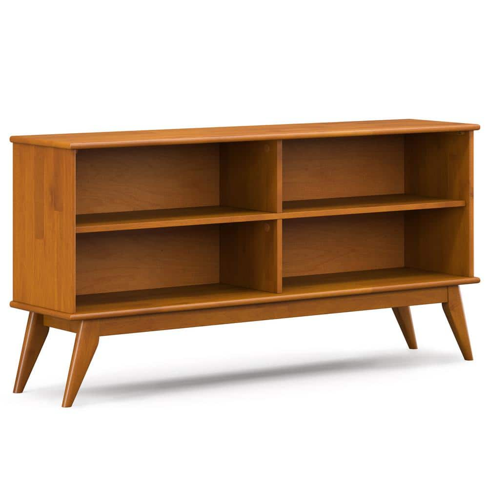 Simpli Home Draper Mid Century Modern 30 in. Tall Teak Brown Solid ...