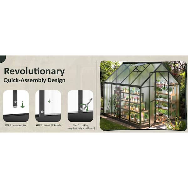 VIWAT 6 ft. W x 7 ft. D Greenhouse for Outdoors, Polycarbonate