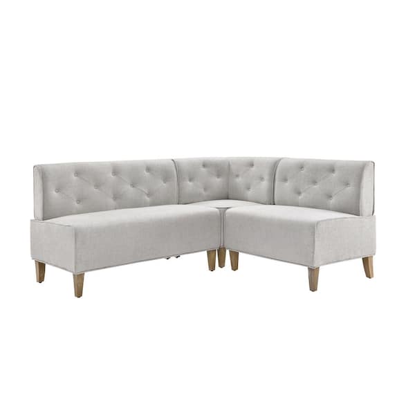 Trapp Light Gray Nook Dining Bedroom Bench with Back 33.5 in. H x 73.37 in. W x 61 in. D