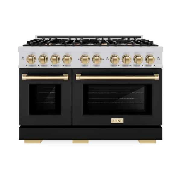 ZLINE Kitchen and Bath Select 48 in. 8-Burner Gas Range with Double Oven in Stainless Steel, Matte Black, and Champagne Bronze