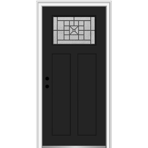 MMI Door 32 in. x 80 in. Courtyard Right-Hand 1-Lite Decorative Craftsman 2-Panel Painted Fiberglass Smooth Prehung Front Door
