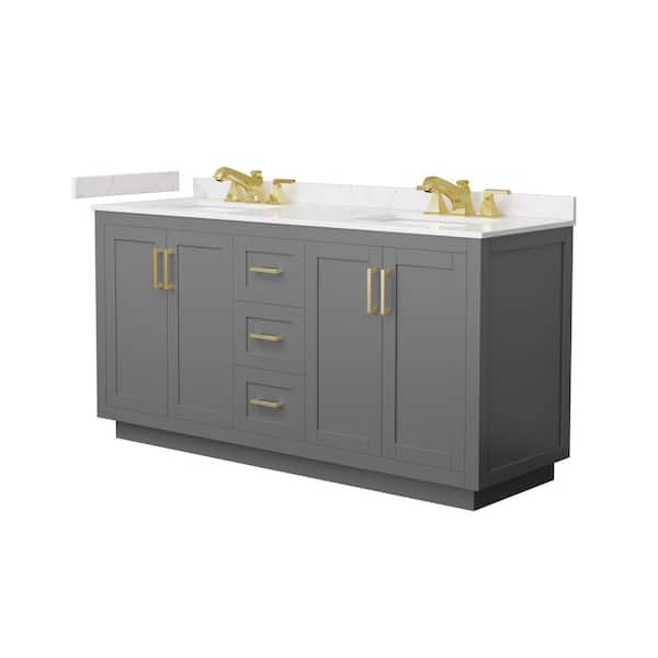 Miranda 66 in. Double Freestanding Dark Gray Bath Vanity with Carrara Cultured Marble Top Assembled