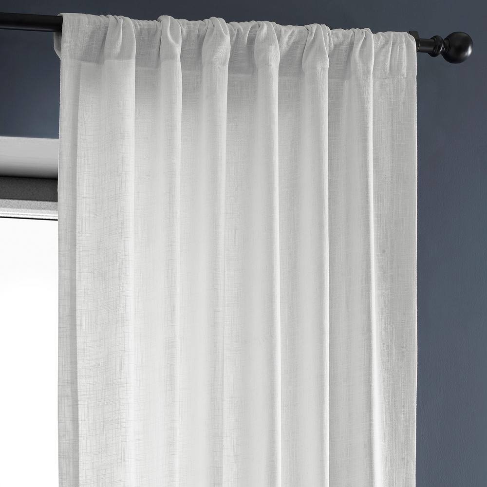 Rice White Light-Filtering Faux Linen Curtain Panel, 50"W x 120"L